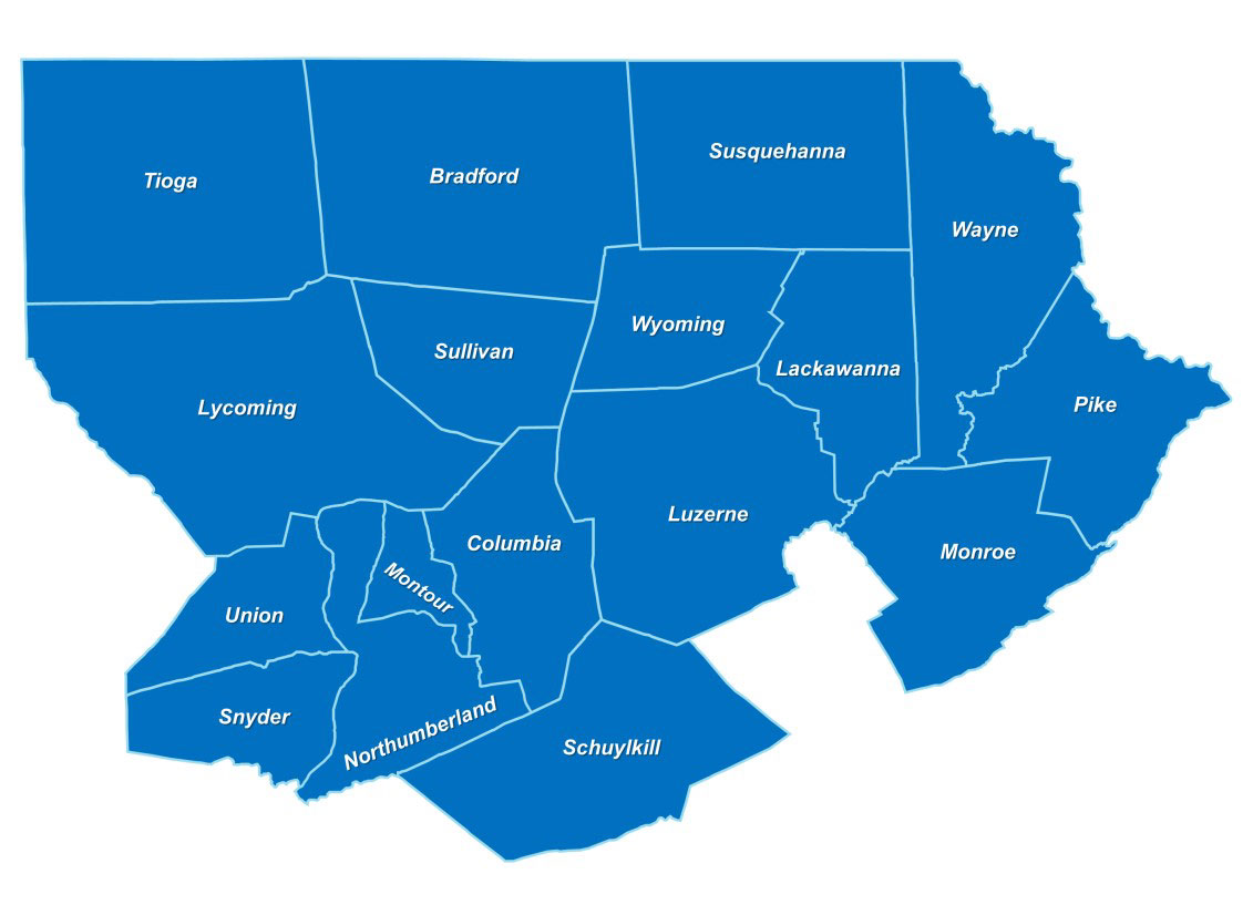 Map of Northeast Pennsylvania